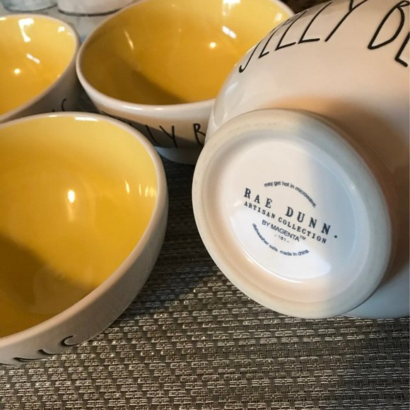 Rae Dunn JELLY BEANS Bowl Set of 4 Ceramic | eBay Rae Dunn JELLY BEANS bowls set of 4